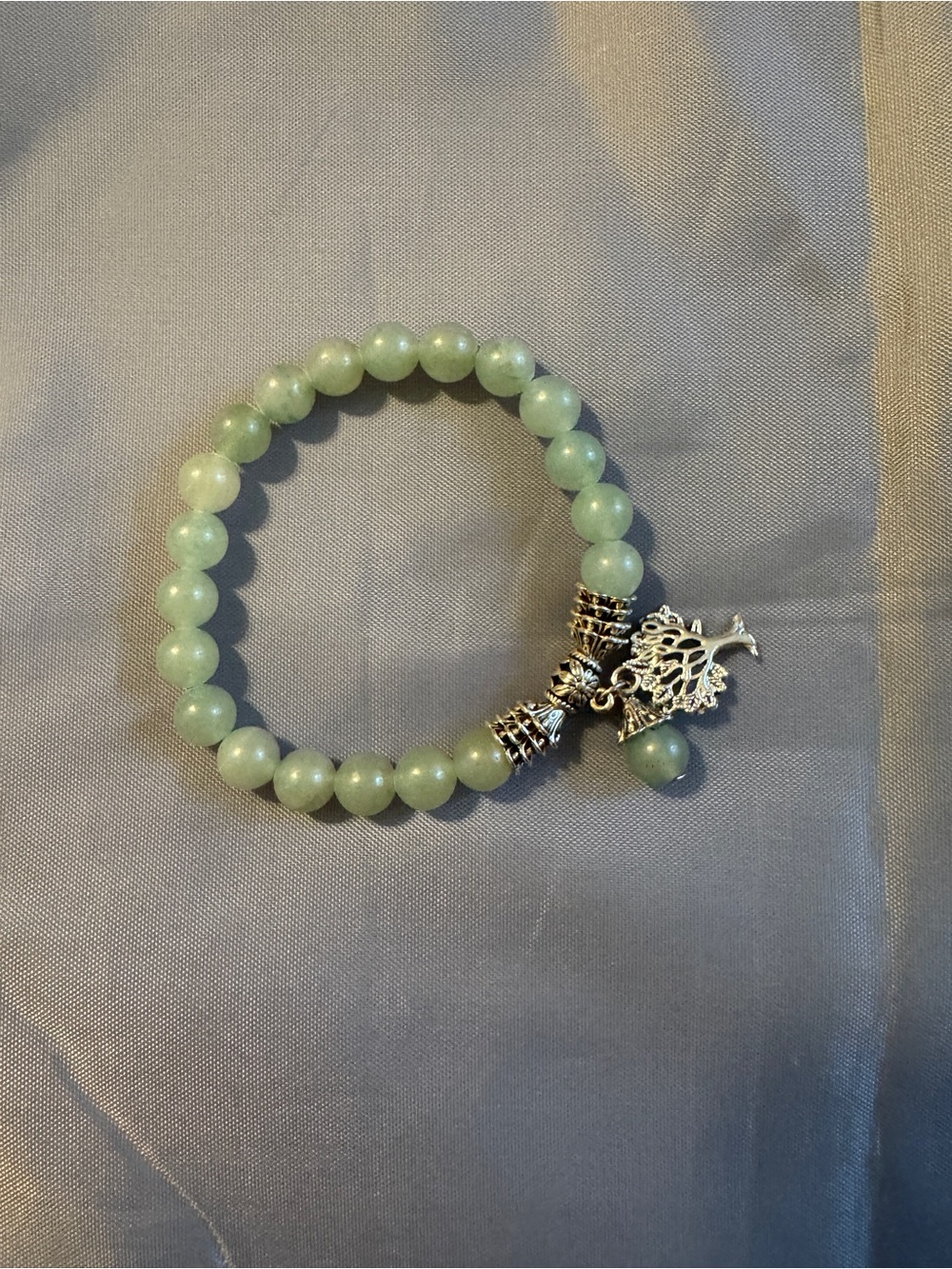 Green Beaded Stretch Charm Bracelet